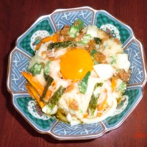 ねばねばパワー～長いもとオクラのぶっかけ冷うどん